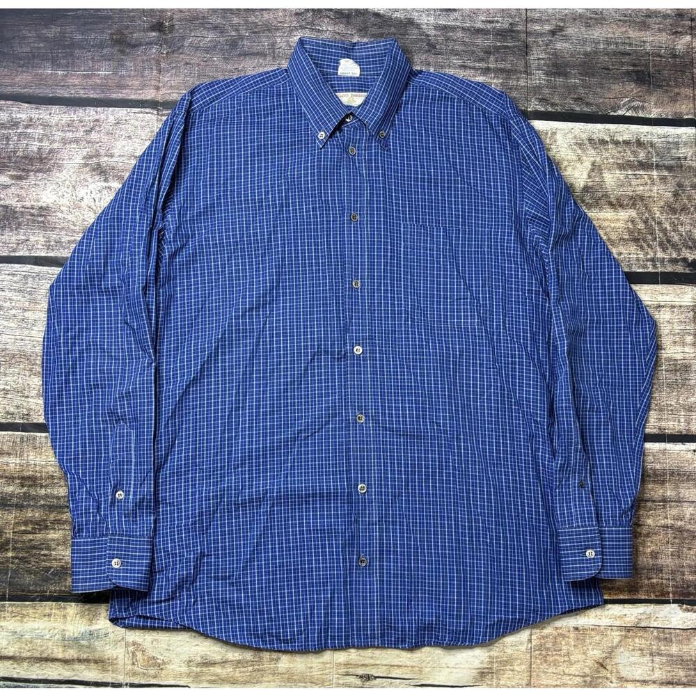 Luciano Barbera Shirt Mens XL Plaid Button Down Long Sleeve Made in Italy Cotton
